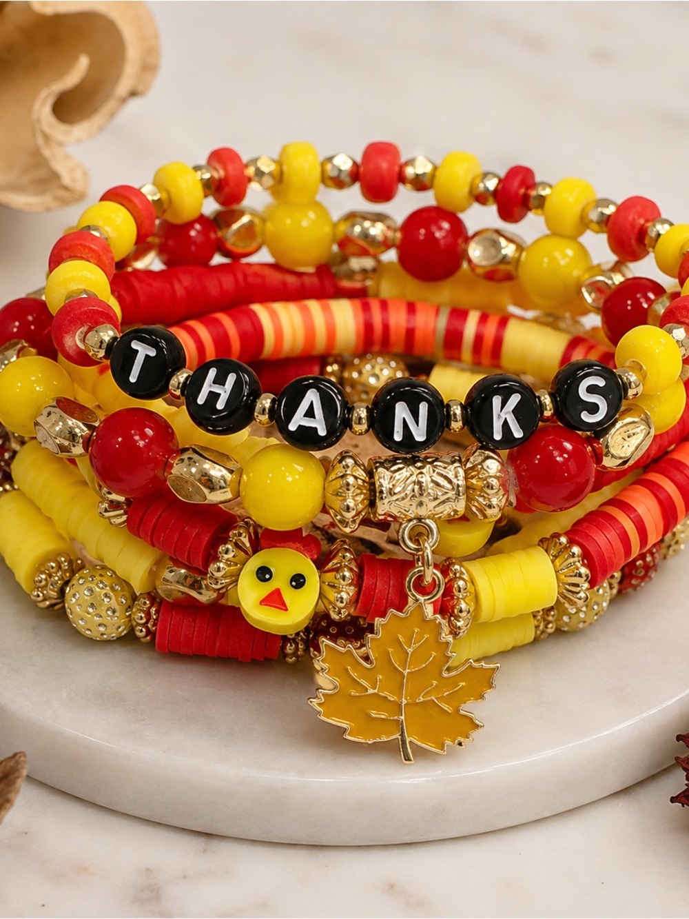 Fall Beaded Bracelet Stack - Picture 1 of 7